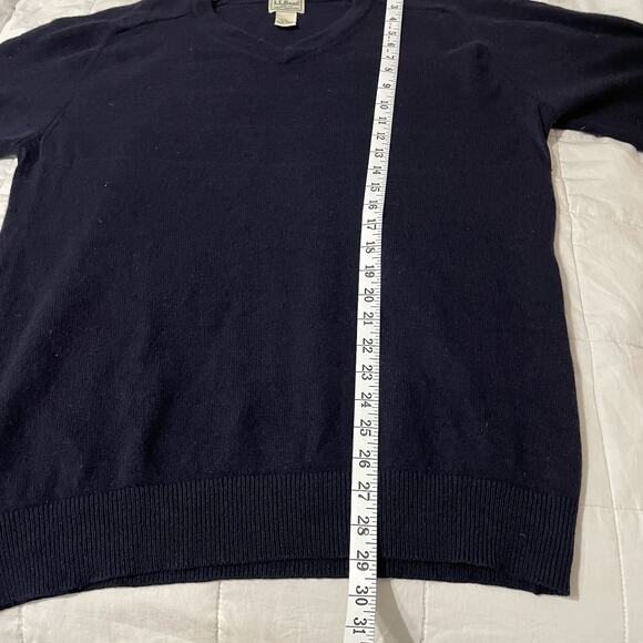 Vintage LL Bean Sweater Mens XL Tall Navy Lambswool V Neck Preppy Academia - Picture 4 of 6